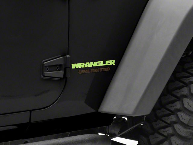Jeep Licensed by RedRock Wrangler Side Logo; Lime Green (87-18 Jeep Wrangler YJ, TJ & JK)