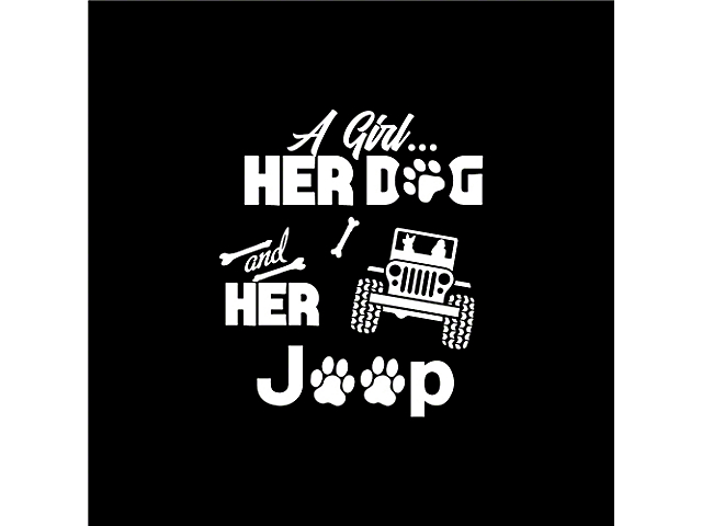 Girl, Her Dog and Jeep Spare Tire Cover with Camera Port; Black (18-23 Jeep Wrangler JL)