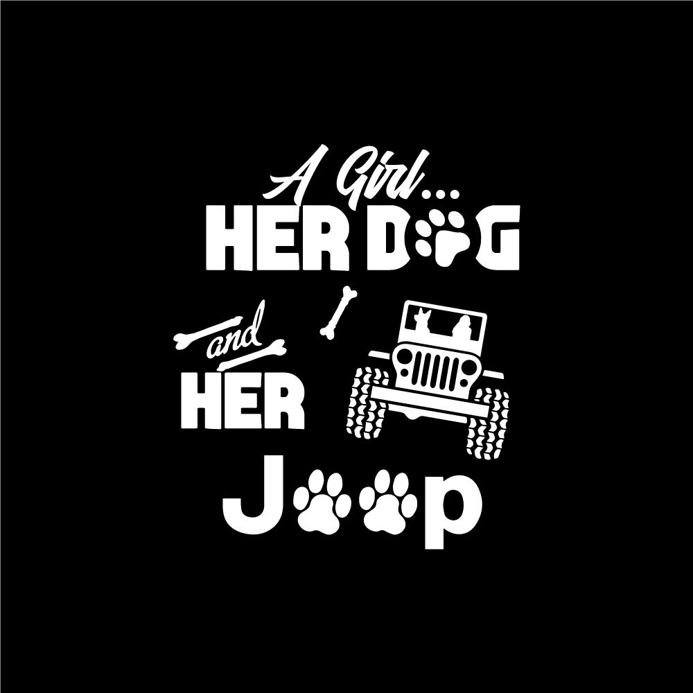 Jeep Wrangler Girl, Her Dog and Jeep Spare Tire Cover with Camera Port;  Black (18-23 Jeep Wrangler JL) Free Shipping