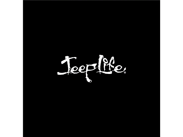 Jeep Life Text Spare Tire Cover with Camera Port; Black (18-23 Jeep Wrangler JL)
