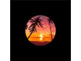 Tropical Beach Sunset Spare Tire Cover with Camera Port; Black (18-23 Jeep Wrangler JL)