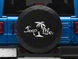 Jeep Life Palm Tree Spare Tire Cover with Camera Port; Black (18-26 Jeep Wrangler JL)