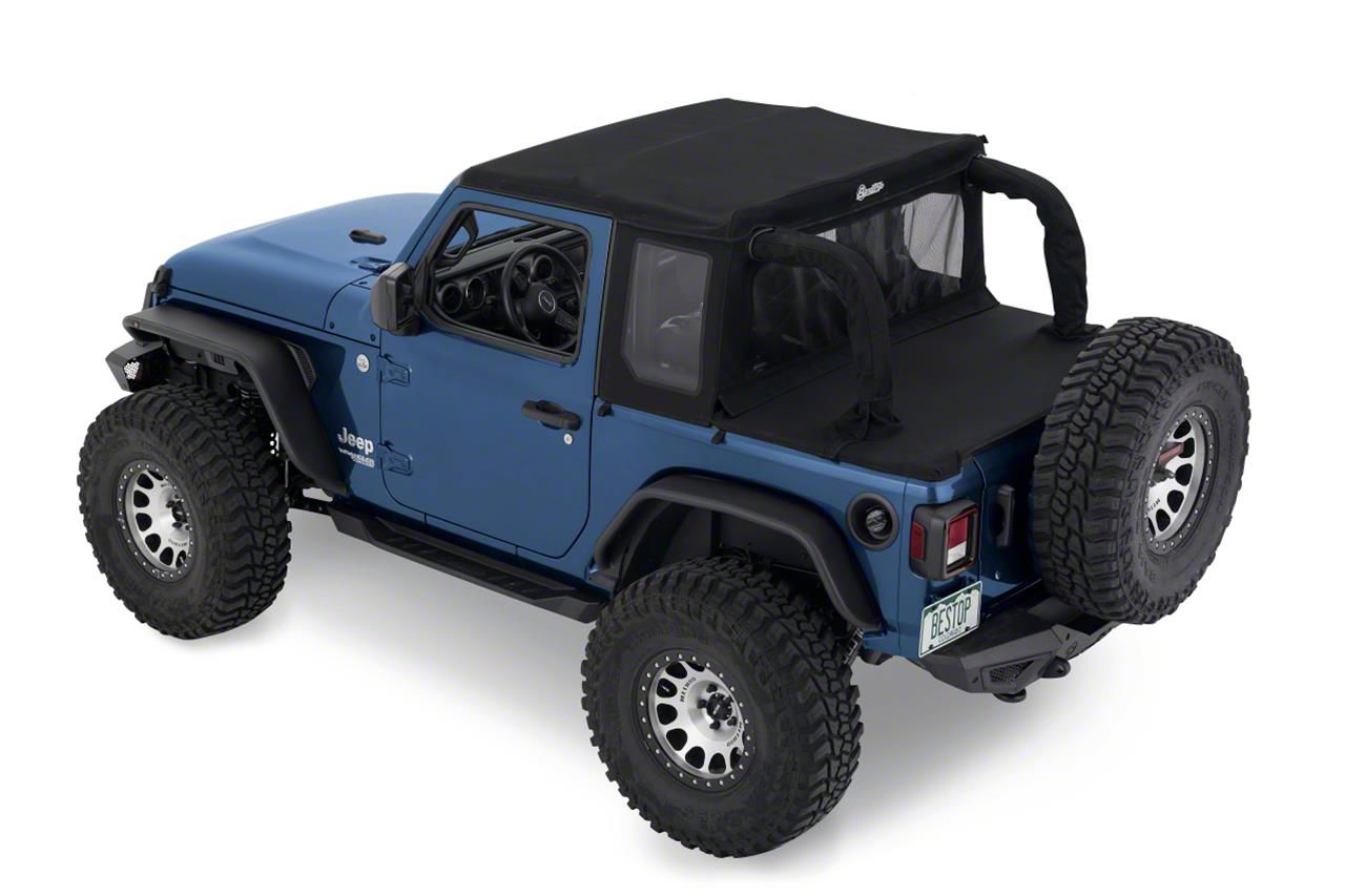 Bestop Jeep Wrangler Half Top Soft Top; Black Twill 53903-17 (18-24 ...