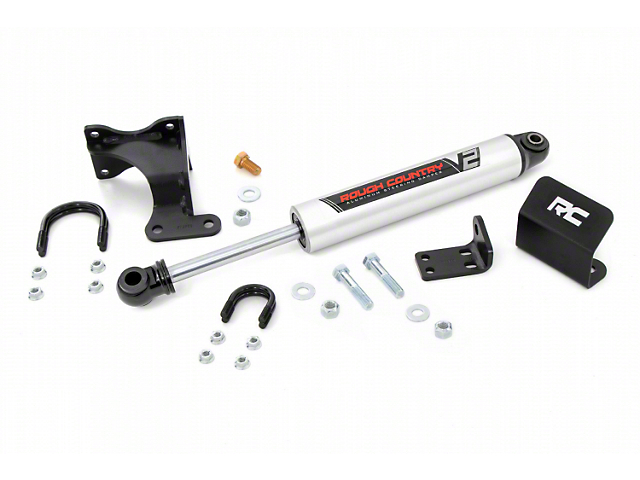 Rough Country V2 Steering Stabilizer Axle Bracket Kit for 2+ Inch Lift (07-18 Jeep Wrangler JK)