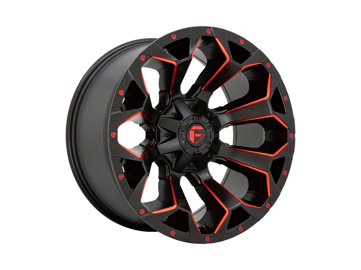 Fuel Wheels Jeep Wrangler Assault Matte Black Red Milled Wheel; 17x9; -12mm  Offset D78717902645 (87-95 Jeep Wrangler YJ) - Free Shipping