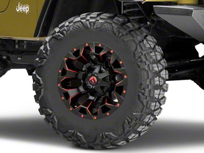 Fuel Wheels Assault Matte Black Red Milled Wheel; 17x9 (97-06 Jeep Wrangler TJ)