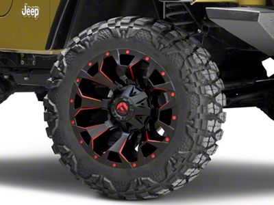 Fuel Wheels Assault Matte Black Red Milled Wheel; 20x9 (97-06 Jeep Wrangler TJ)