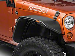 Bushwacker Flat Style Fender Flares; Textured Black (07-18 Jeep Wrangler JK 2-Door)