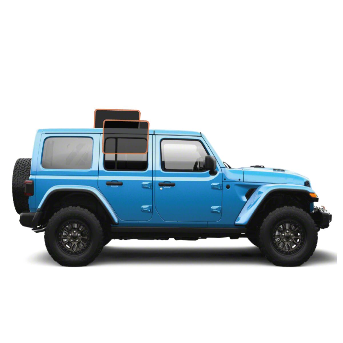 MotoShield Pro Jeep Wrangler Rear Driver/Passenger Window Tint; 25