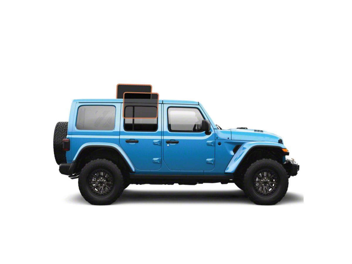 MotoShield Pro Jeep Wrangler Rear Driver/Passenger Window Tint; 15%  JPWGR-1821-4D-102-015 (18-23 Jeep Wrangler JL 4-Door w/ Hard Top) - Free  Shipping