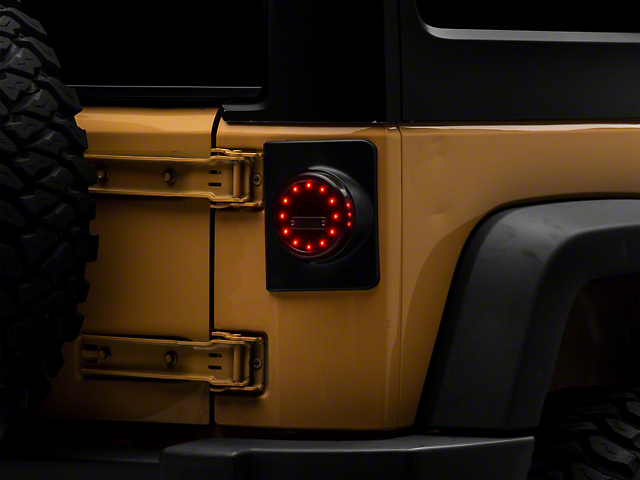 Axial Halo LED Tail Lights; Black Housing; Clear Lens (07-18 Jeep Wrangler JK)