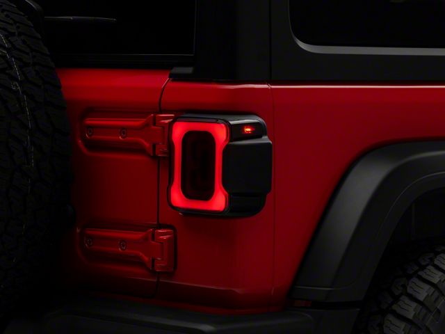 Raxiom Axial Series Carver LED Tail Lights; Black Housing; Smoked Lens (18-24 Jeep Wrangler JL w/ Factory Halogen Tail Lights)