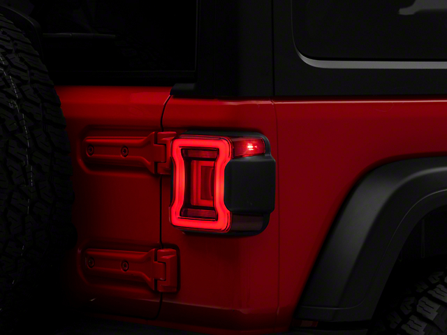 Axial LED Tail Lights; Black Housing; Red Lens (18-22 Jeep Wrangler JL w/ Factory Halogen Tail Lights)