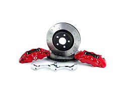 Alcon 6-Piston Front Big Brake Kit with 350x34mm Slotted Rotors; Red Calipers (18-23 Jeep Wrangler JL)