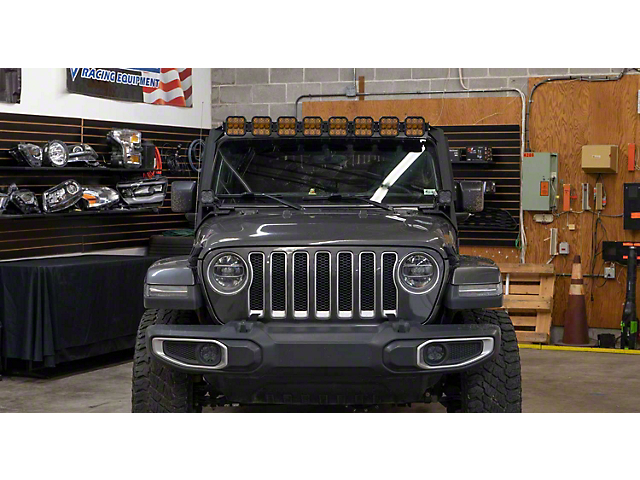 Diode Dynamics SS5 Pro CrossLink Windshield Light Bar Kit; Yellow Combo (20-23 Jeep Gladiator JT, Excluding Mojave)