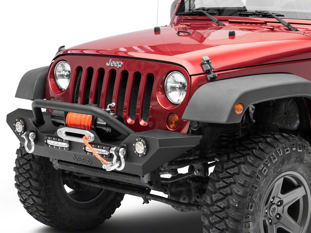 Officially Licensed Jeep Jeep Wrangler Trail Force HD Front Bumper with LED  Lights and Jeep Logo J164364 (07-18 Jeep Wrangler JK) - Free Shipping