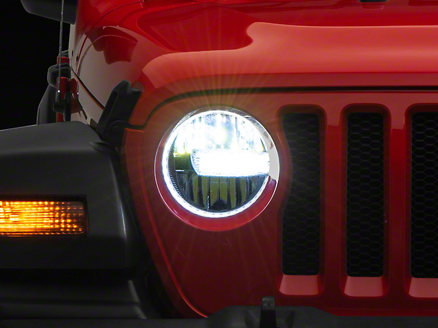 Raxiom Axial Series 9-Inch LED Headlights; Black Housing; Clear Lens (18-23 Jeep Wrangler JL w/ Factory Halogen Headlights)