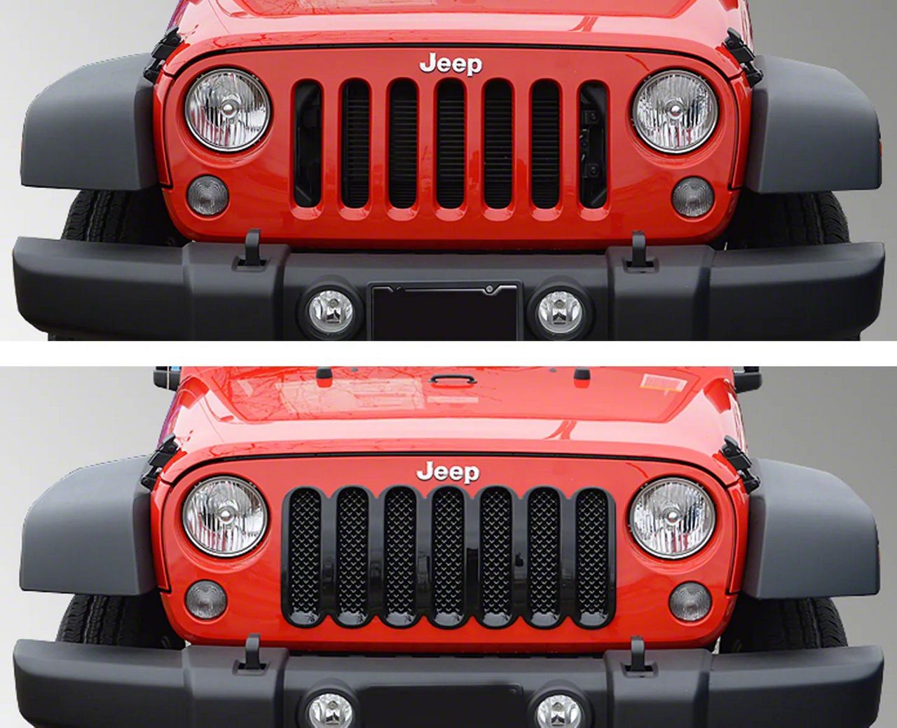 Grille Overlay; Gloss Black (07-18 Jeep Wrangler JK)