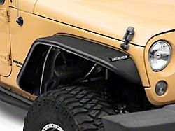 Jeep Licensed by RedRock Tubular Fender Flares with LED DRL and Jeep Logo; Front (07-18 Jeep Wrangler JK)