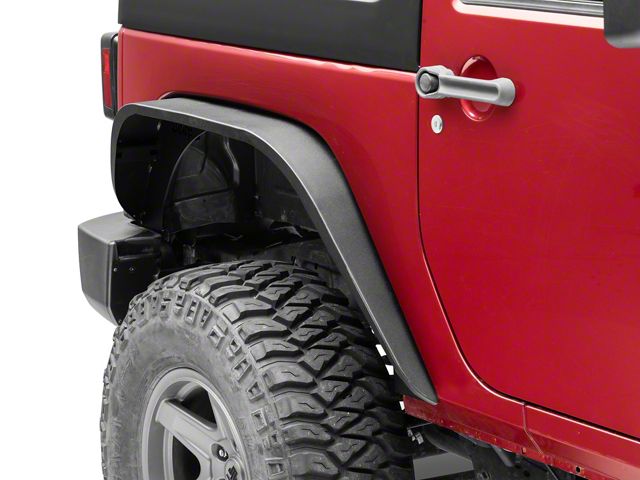 Jeep Licensed by RedRock Slim Fender Flares with Jeep Logo; Rear (07-18 Jeep Wrangler JK)