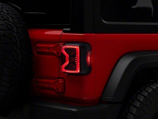 Rough Country LED Tail Lights; Black Housing; Clear Lens (18-24 Jeep Wrangler JL w/ Factory Halogen Tail Lights)