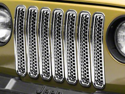 RedRock Jeep Wrangler Grille Inserts; Chrome J100732 (97-06 Jeep