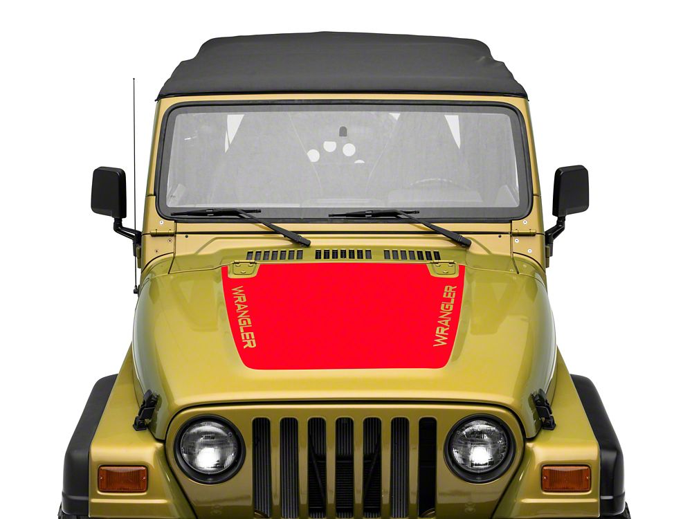 Jeep Licensed by RedRock Wrangler Hood Decal; Red (97-06 Jeep Wrangler ...