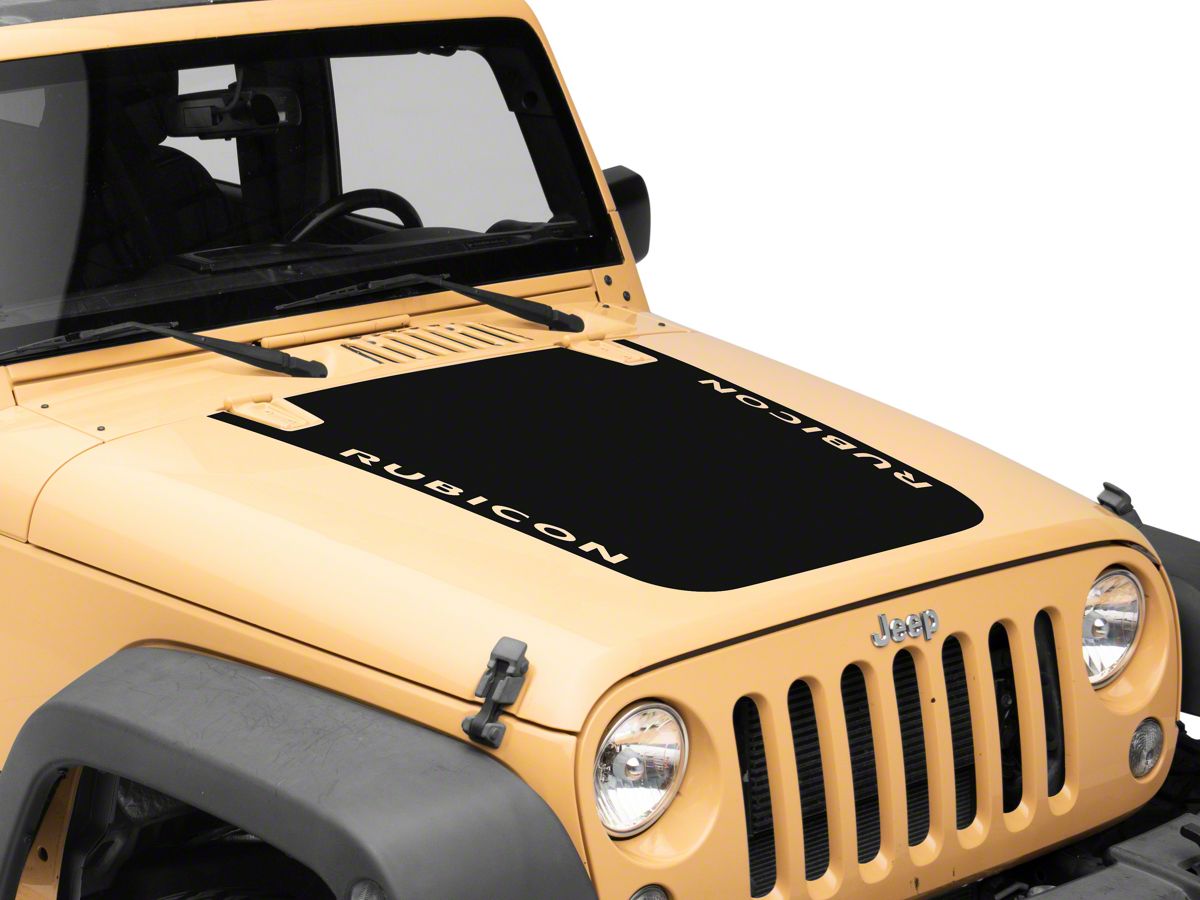 Officially Licensed Jeep Jeep Wrangler Rubicon Hood Decal; Black J165096  (07-18 Jeep Wrangler JK) - Free Shipping