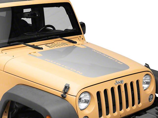 Officially Licensed Jeep Rubicon Hood Decal; Silver (07-18 Jeep Wrangler JK)