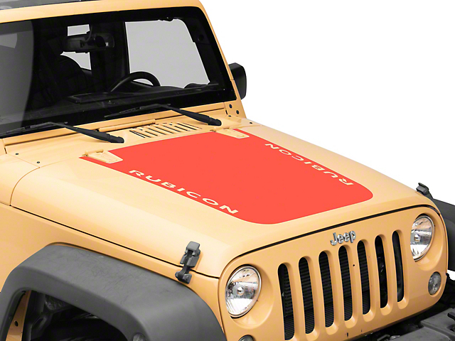 Officially Licensed Jeep Rubicon Hood Decal; Red (07-18 Jeep Wrangler JK)
