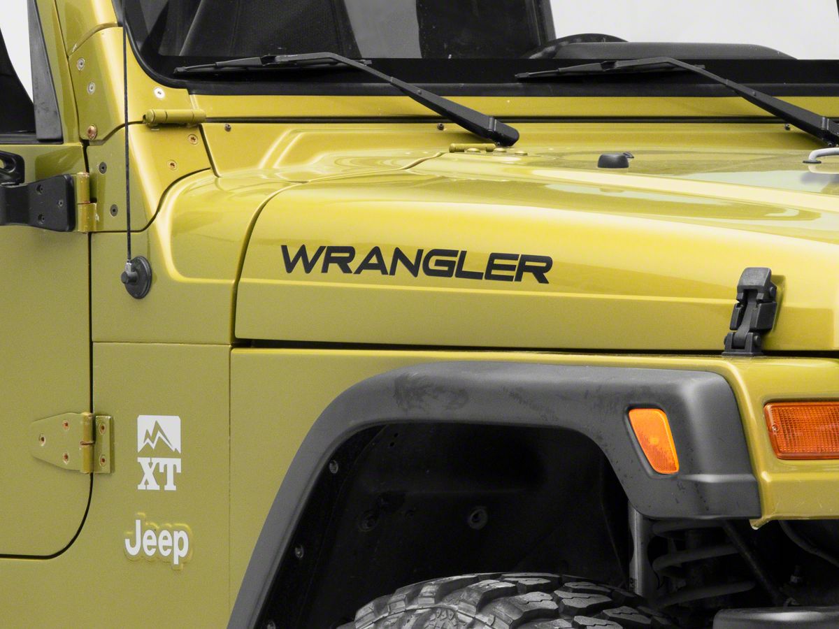Officially Licensed Jeep Jeep Wrangler Wrangler Hood Logo; Matte Black  J165100 (97-06 Jeep Wrangler TJ) - Free Shipping