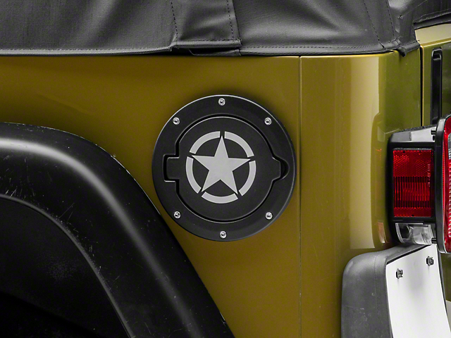 RedRock Fuel Door with Star Logo; Textured Black (97-06 Jeep Wrangler TJ)