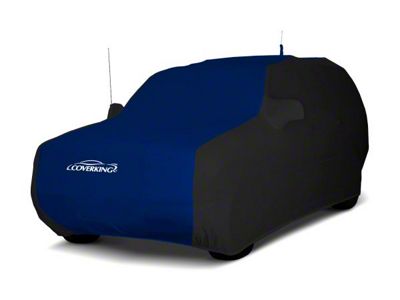 Coverking Satin Stretch Indoor Car Cover; Black/Impact Blue (18-24 Jeep Wrangler JL 4-Door w/ Fastback Soft Top)