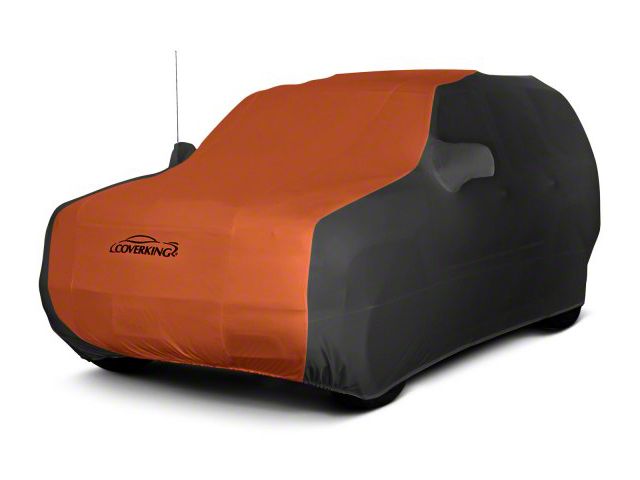 Coverking Satin Stretch Indoor Car Cover; Black/Inferno Orange (18-24 Jeep Wrangler JL 4-Door w/ Fastback Soft Top)