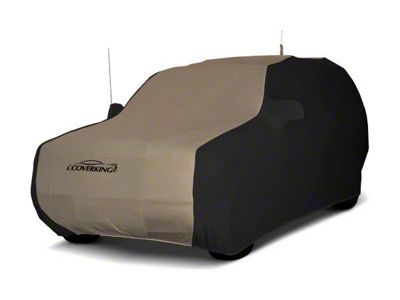 Coverking Satin Stretch Indoor Car Cover; Black/Sahara Tan (18-24 Jeep Wrangler JL 4-Door w/ Fastback Soft Top)