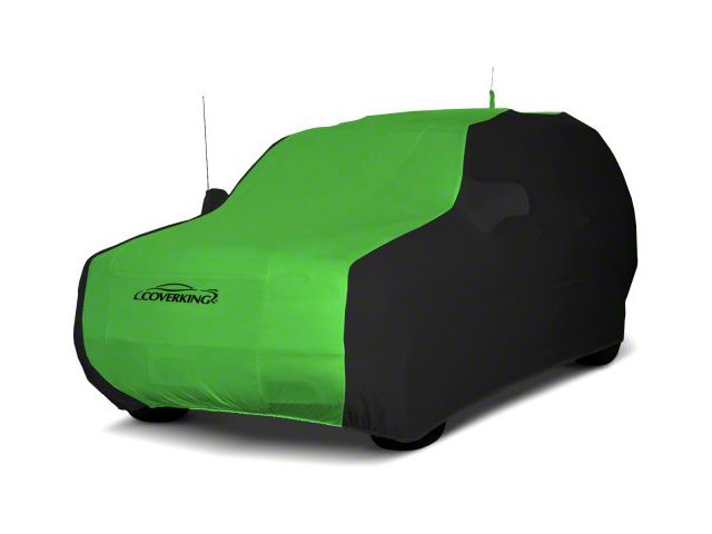 Coverking Satin Stretch Indoor Car Cover; Black/Synergy Green (18-24 Jeep Wrangler JL 4-Door w/ Fastback Soft Top)