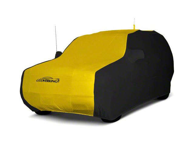 Coverking Satin Stretch Indoor Car Cover; Black/Velocity Yellow (14-18 Jeep Wrangler JK 4-Door)