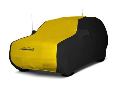 Coverking Satin Stretch Indoor Car Cover; Black/Velocity Yellow (18-24 Jeep Wrangler JL 4-Door w/ Fastback Soft Top)