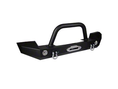 Full-Width Winch Front Bumper with 3-Inch Brushguard; Black (07-18 Jeep Wrangler JK)