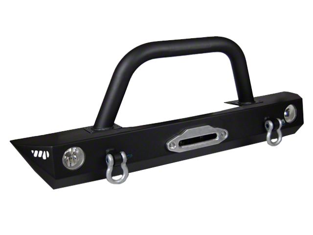 Mid-Width Winch Front Bumper with 3-Inch Brushguard; Black (07-18 Jeep Wrangler JK)