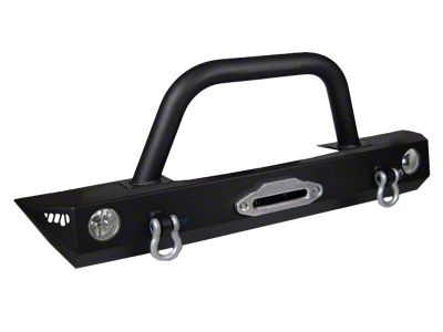 Mid-Width Winch Front Bumper with 3-Inch Brushguard; Black (07-18 Jeep Wrangler JK)