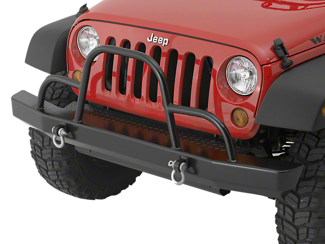 Rock Crawler Front Bumper with Brush Guard and D-Ring Mounts; Black (07-18 Jeep Wrangler JK)