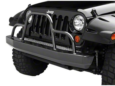 Rock Crawler Front Bumper with Brush Guard; Black (07-18 Jeep Wrangler JK)