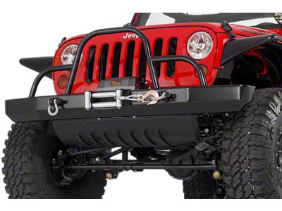 Rock Crawler Winch Front Bumper with Brush Guard and D-Ring Mounts; Black (07-18 Jeep Wrangler JK)