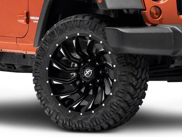XF Offroad XF-224 Gloss Black Milled Wheel; 22x12 (07-18 Jeep Wrangler JK)