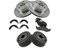 Ceramic Brake Pad and Rotor, Shoe and Drum Kit; Front and Rear (97-00 Jeep Wrangler TJ w/ 3-Inch Tall Rotors)