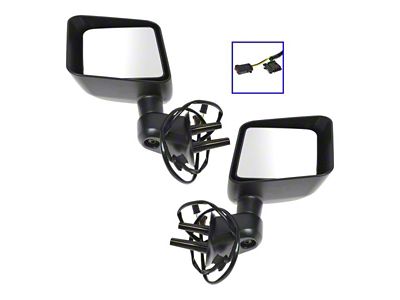 Powered Heated Mirrors; Textured Black (15-18 Jeep Wrangler JK)