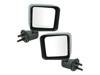 Manual Mirrors; Textured Black (07-18 Jeep Wrangler JK)
