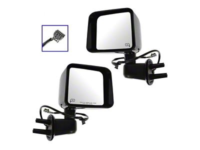 Powered Heated Mirrors; Gloss Black (11-13 Jeep Wrangler JK)