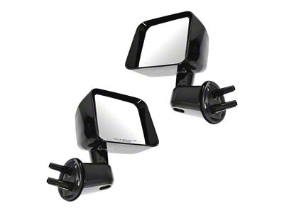 Manual Mirrors; Gloss Black (07-10 Jeep Wrangler JK)